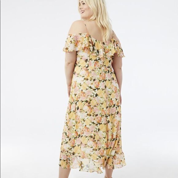 ✨2xHP✨Ruffled Cold Shoulder Floral Maxi Dress✨ - Picture 3 of 8